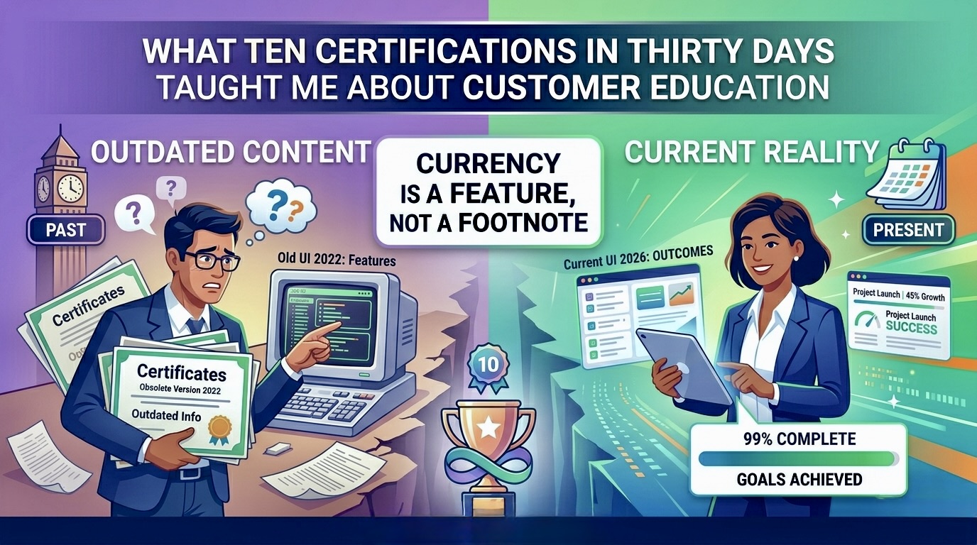 What Ten Certifications in Thirty Days Taught Me About Customer Education Part 4: Currency is a Feature, Not a Footnote